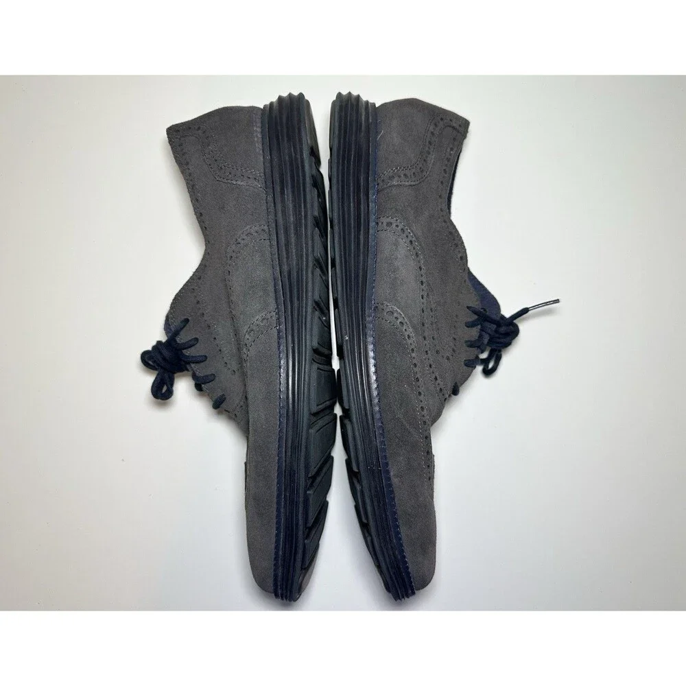 Cole Haan Men's Grand OS Dark Gray‎ Leather Suede Oxford Derby Wingtip Shoes 12